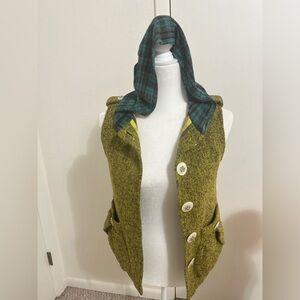NUVULA Wool Blend Hooded Vest With Buttons size S